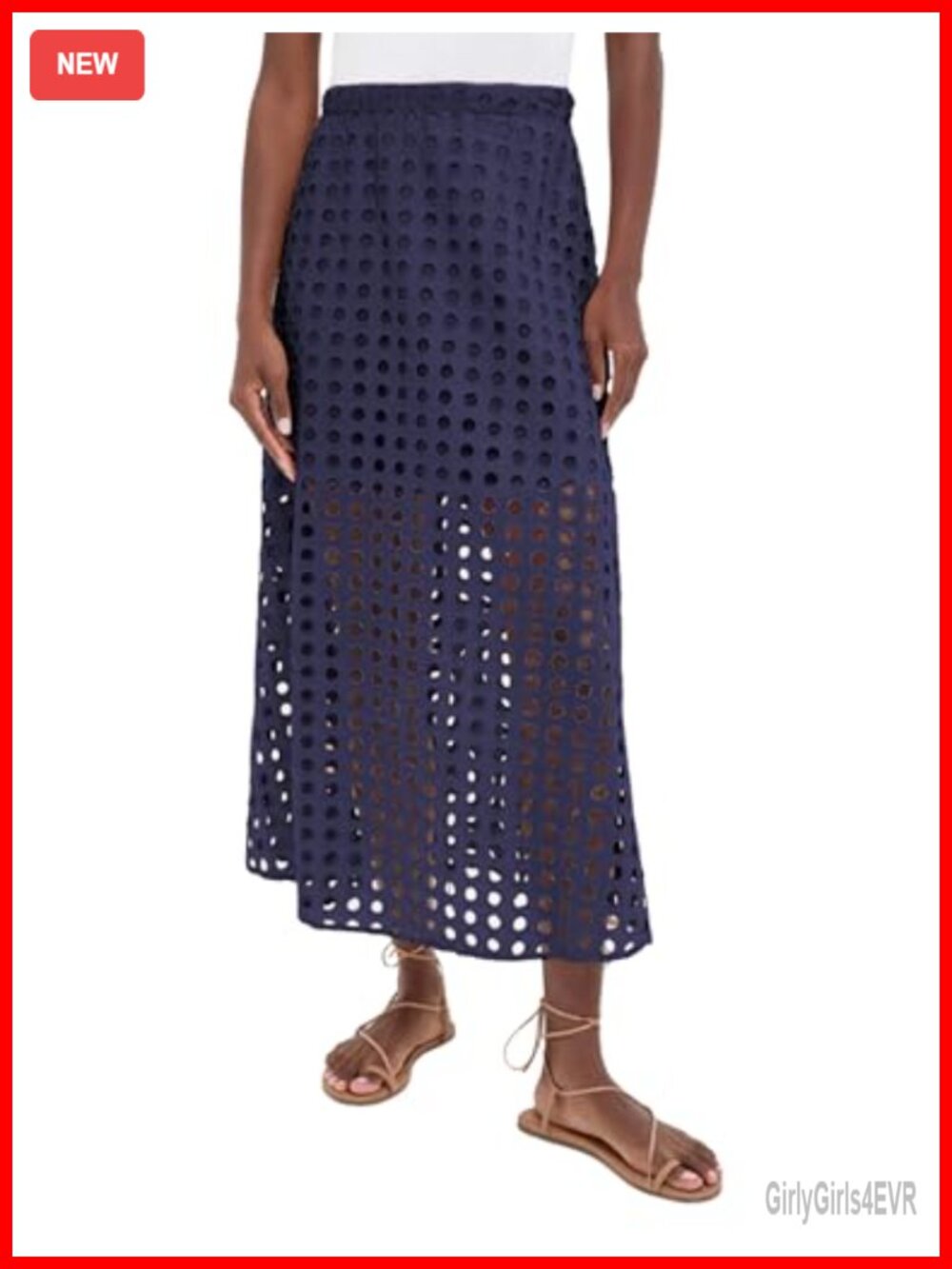 Eyelet Bohemian Maxi Skirt with Mini Slip Summer Beach Long Skirt